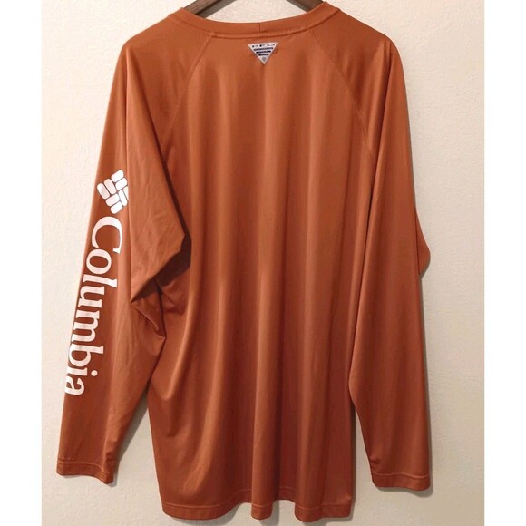 Columbia PFG Long Sleeve Fishing Shirt Rust Orange XLT/TGL Polyester - Picture 6 of 12